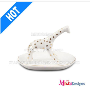 Decoração de Natal New Arrival Ceramic Giraffe Ring Holder for Gifts